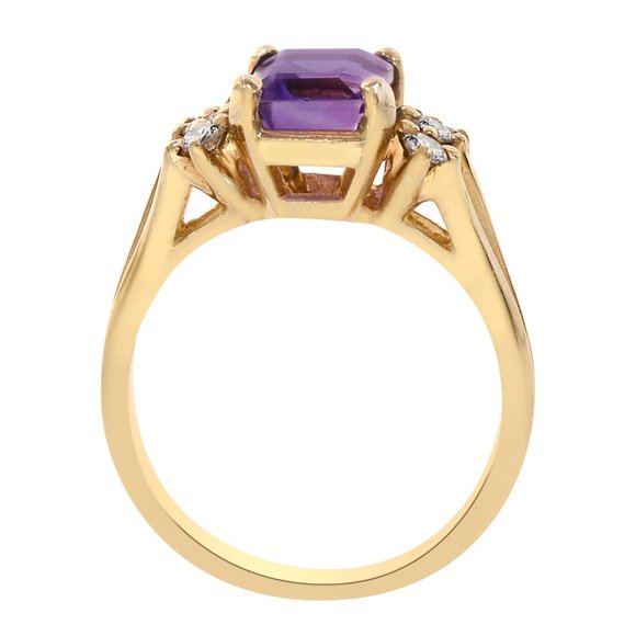 1.50 Ct. Vintage Amethyst 0.12 Ct. Diamonds Ring - Picture 3 of 4